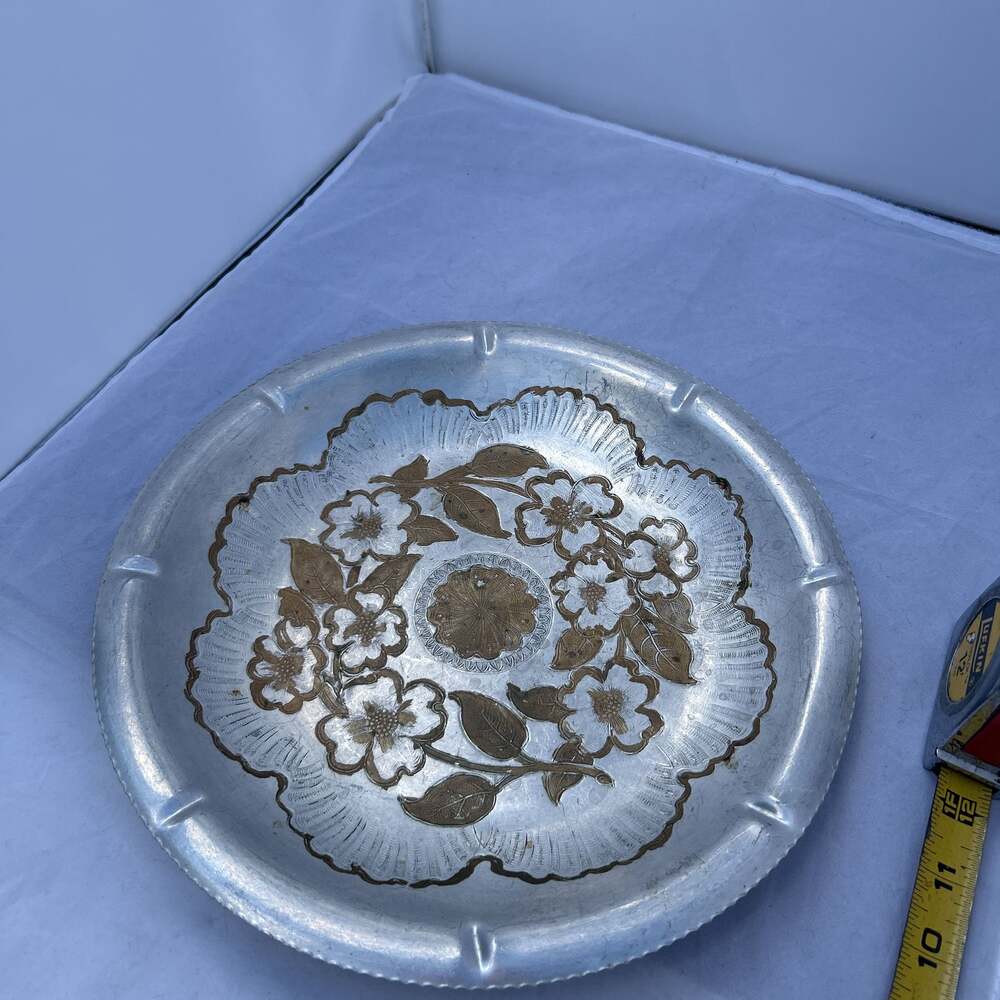 Silver overlay Serving Platter with Floral motif